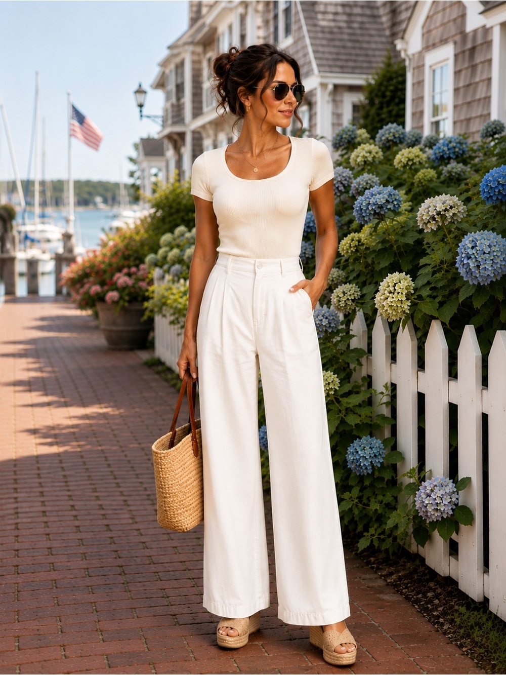 NWT Madewell The Harlow Wide-Leg Trouser Jeans in Tile White Size 31